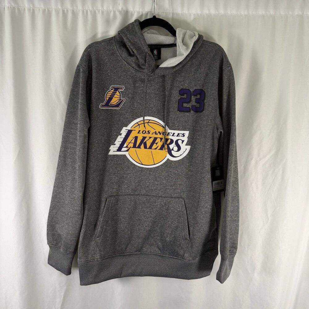 New NBA Lakers Lebron James 24 Sweatshirt Men's Large Grey Graphic Print Hooded